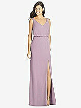 Front View Thumbnail - Suede Rose Blouson Bodice Mermaid Dress with Front Slit