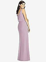 Rear View Thumbnail - Suede Rose Blouson Bodice Mermaid Dress with Front Slit