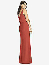 Rear View Thumbnail - Amber Sunset Blouson Bodice Mermaid Dress with Front Slit
