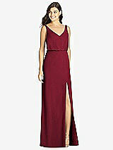 Front View Thumbnail - Burgundy Blouson Bodice Mermaid Dress with Front Slit