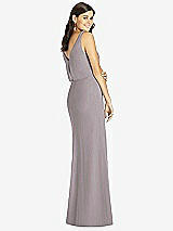 Rear View Thumbnail - Cashmere Gray Blouson Bodice Mermaid Dress with Front Slit