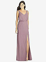 Front View Thumbnail - Dusty Rose Blouson Bodice Mermaid Dress with Front Slit