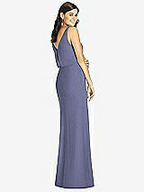 Rear View Thumbnail - French Blue Blouson Bodice Mermaid Dress with Front Slit
