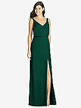 Front View Thumbnail - Hunter Green Blouson Bodice Mermaid Dress with Front Slit