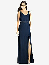 Front View Thumbnail - Midnight Navy Blouson Bodice Mermaid Dress with Front Slit