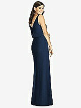 Rear View Thumbnail - Midnight Navy Blouson Bodice Mermaid Dress with Front Slit