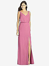 Front View Thumbnail - Orchid Pink Blouson Bodice Mermaid Dress with Front Slit