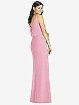 Rear View Thumbnail - Peony Pink Blouson Bodice Mermaid Dress with Front Slit