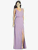 Front View Thumbnail - Pale Purple Blouson Bodice Mermaid Dress with Front Slit