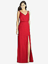 Front View Thumbnail - Parisian Red Blouson Bodice Mermaid Dress with Front Slit