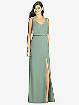 Front View Thumbnail - Seagrass Blouson Bodice Mermaid Dress with Front Slit