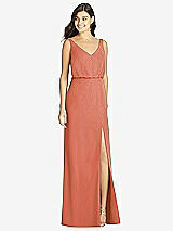 Front View Thumbnail - Terracotta Copper Blouson Bodice Mermaid Dress with Front Slit