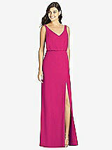Front View Thumbnail - Think Pink Blouson Bodice Mermaid Dress with Front Slit