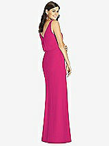 Rear View Thumbnail - Think Pink Blouson Bodice Mermaid Dress with Front Slit