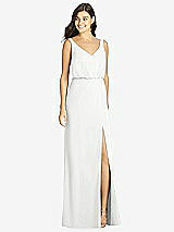 Front View Thumbnail - White Blouson Bodice Mermaid Dress with Front Slit