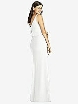 Rear View Thumbnail - White Blouson Bodice Mermaid Dress with Front Slit