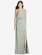 Front View Thumbnail - Willow Green Blouson Bodice Mermaid Dress with Front Slit