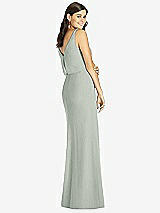 Rear View Thumbnail - Willow Green Blouson Bodice Mermaid Dress with Front Slit
