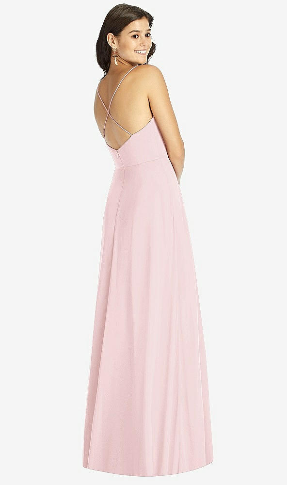 Back View - Ballet Pink Criss Cross Back A-Line Maxi Dress