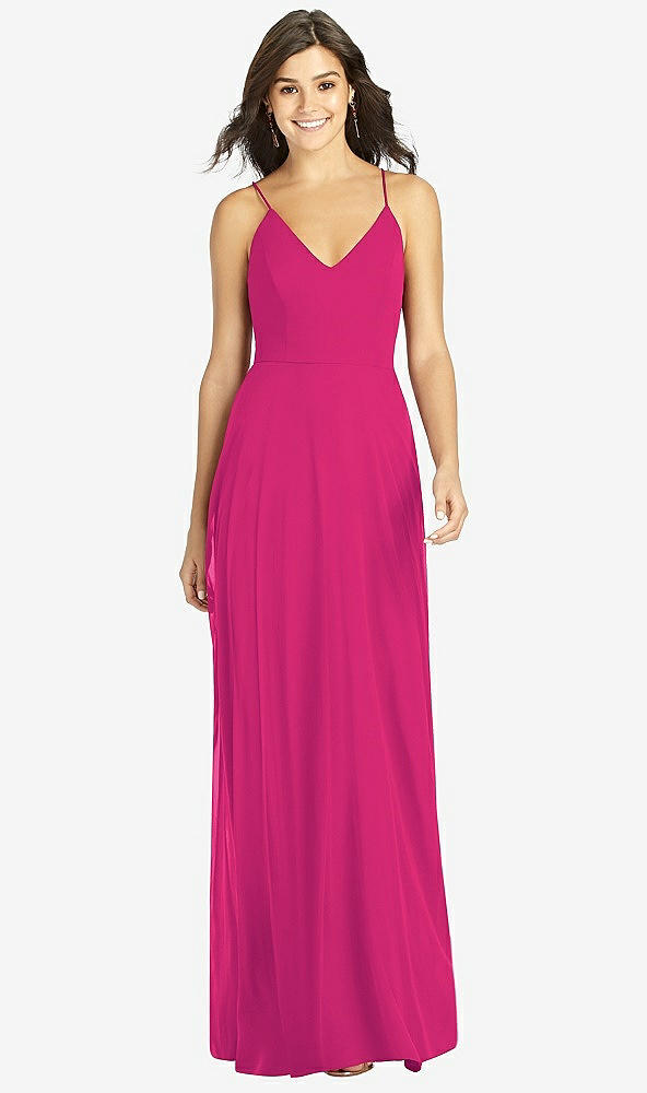 Front View - Think Pink Criss Cross Back A-Line Maxi Dress