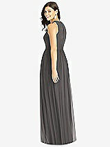 Rear View Thumbnail - Caviar Gray Shirred Skirt Jewel Neck Halter Dress with Front Slit