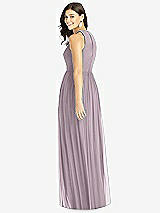 Rear View Thumbnail - Lilac Dusk Shirred Skirt Jewel Neck Halter Dress with Front Slit
