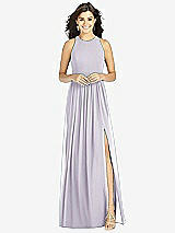 Front View Thumbnail - Moondance Shirred Skirt Jewel Neck Halter Dress with Front Slit