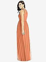 Rear View Thumbnail - Sweet Melon Shirred Skirt Jewel Neck Halter Dress with Front Slit