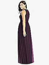 Rear View Thumbnail - Aubergine Shirred Skirt Jewel Neck Halter Dress with Front Slit