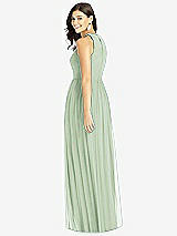 Rear View Thumbnail - Celadon Shirred Skirt Jewel Neck Halter Dress with Front Slit