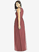 Rear View Thumbnail - English Rose Shirred Skirt Jewel Neck Halter Dress with Front Slit