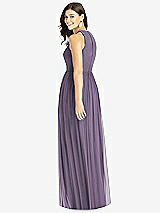 Rear View Thumbnail - Lavender Shirred Skirt Jewel Neck Halter Dress with Front Slit