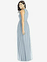 Rear View Thumbnail - Mist Shirred Skirt Jewel Neck Halter Dress with Front Slit