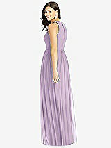 Rear View Thumbnail - Pale Purple Shirred Skirt Jewel Neck Halter Dress with Front Slit