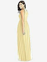 Rear View Thumbnail - Pale Yellow Shirred Skirt Jewel Neck Halter Dress with Front Slit