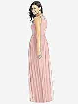 Rear View Thumbnail - Rose - PANTONE Rose Quartz Shirred Skirt Jewel Neck Halter Dress with Front Slit