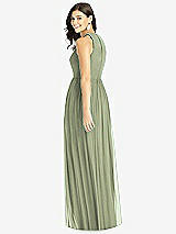 Rear View Thumbnail - Sage Shirred Skirt Jewel Neck Halter Dress with Front Slit