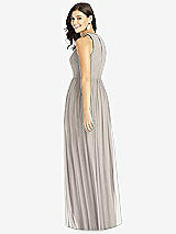 Rear View Thumbnail - Taupe Shirred Skirt Jewel Neck Halter Dress with Front Slit