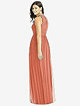 Rear View Thumbnail - Terracotta Copper Shirred Skirt Jewel Neck Halter Dress with Front Slit