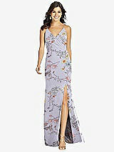 Front View Thumbnail - Butterfly Botanica Silver Dove Criss Cross Back Mermaid Wrap Dress