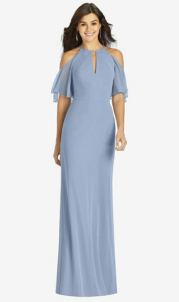 Front View - Cloudy Ruffle Cold-Shoulder Mermaid Maxi Dress