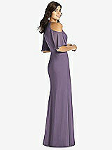 Rear View Thumbnail - Lavender Ruffle Cold-Shoulder Mermaid Maxi Dress