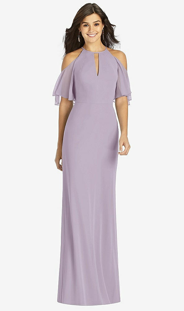 Front View - Lilac Haze Ruffle Cold-Shoulder Mermaid Maxi Dress