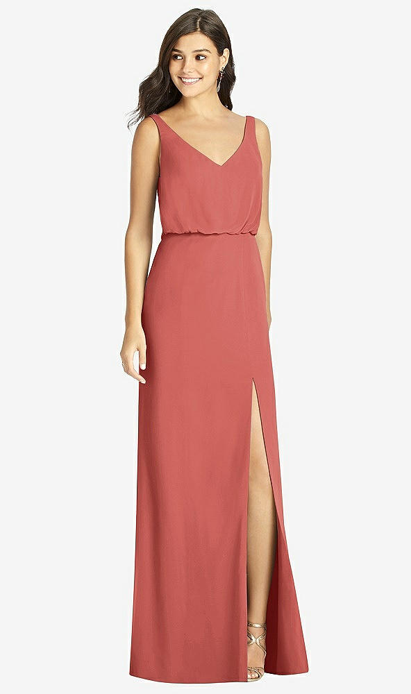 Front View - Coral Pink Thread Bridesmaid Style Ines