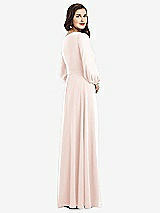 Rear View Thumbnail - Blush Long Sleeve Wrap Maxi Dress with Front Slit
