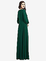Rear View Thumbnail - Hunter Green Long Sleeve Wrap Maxi Dress with Front Slit