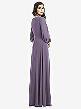 Rear View Thumbnail - Lavender Long Sleeve Wrap Maxi Dress with Front Slit