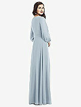 Rear View Thumbnail - Mist Long Sleeve Wrap Maxi Dress with Front Slit