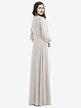 Rear View Thumbnail - Oyster Long Sleeve Wrap Maxi Dress with Front Slit