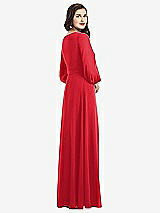 Rear View Thumbnail - Parisian Red Long Sleeve Wrap Maxi Dress with Front Slit